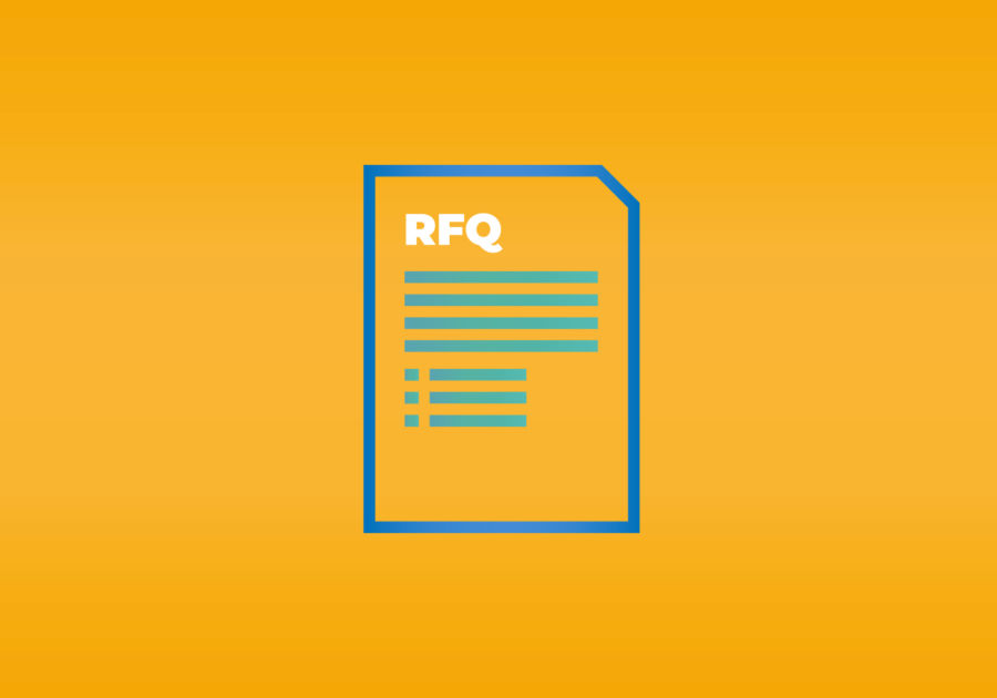 RFQ image, green letters on yellow background