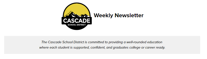 graphic showing Cascade logo and weekly newsletter text graphic showing Cascade logo and weekly newsletter text
