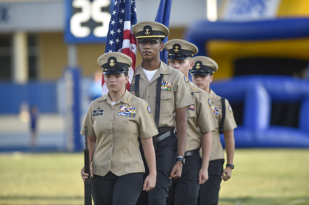 njrotc cadets at football game