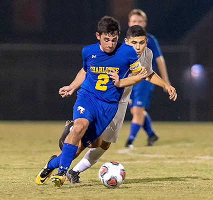 boys soccer action shot