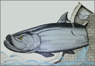 painting of tarpon in gymnasium