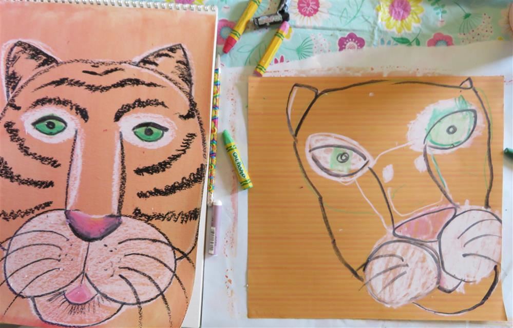 Monday 5/18 - Friday 5/22 tiger art with the elements and warm/cool color families