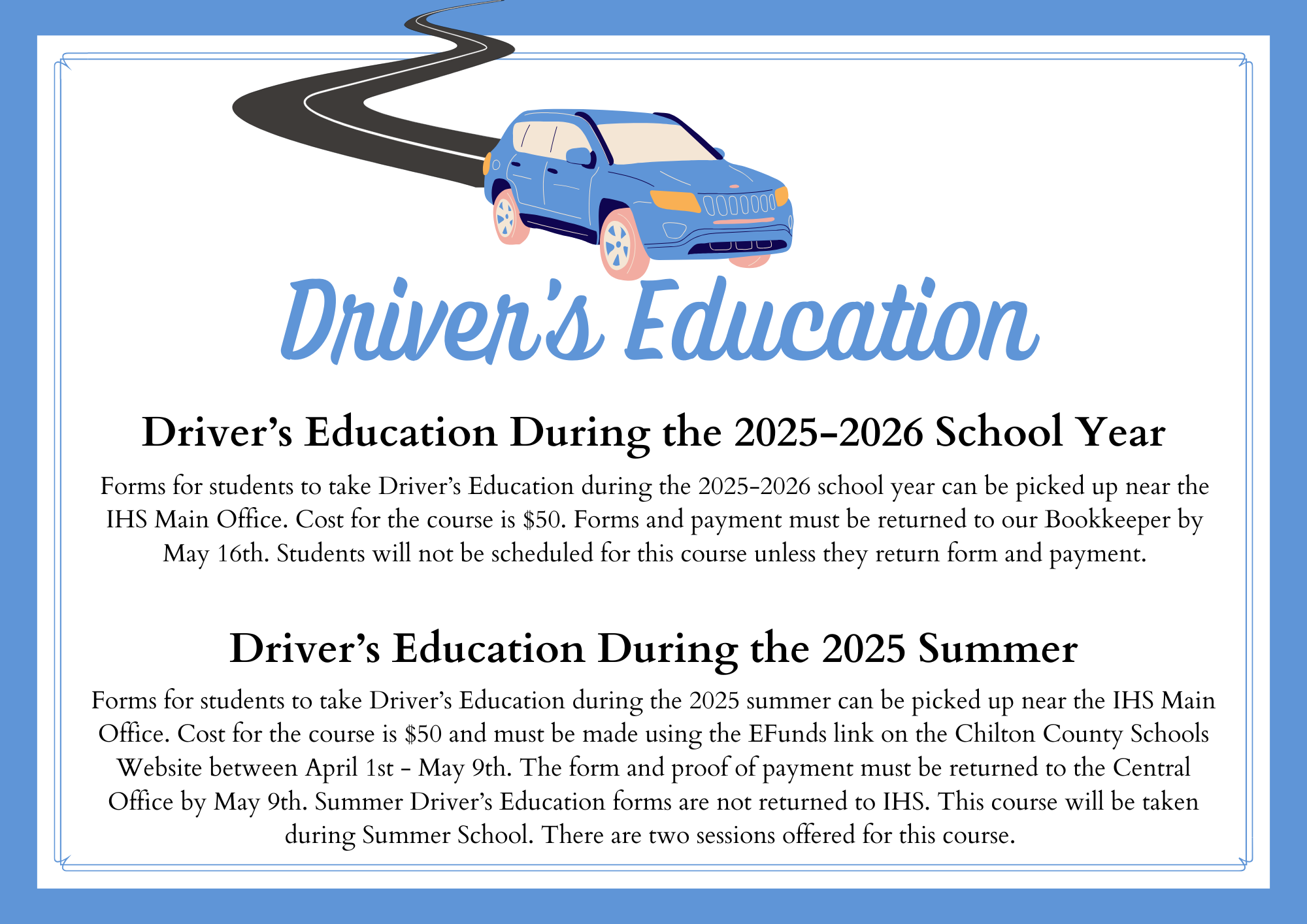 Driver's Education Flyer