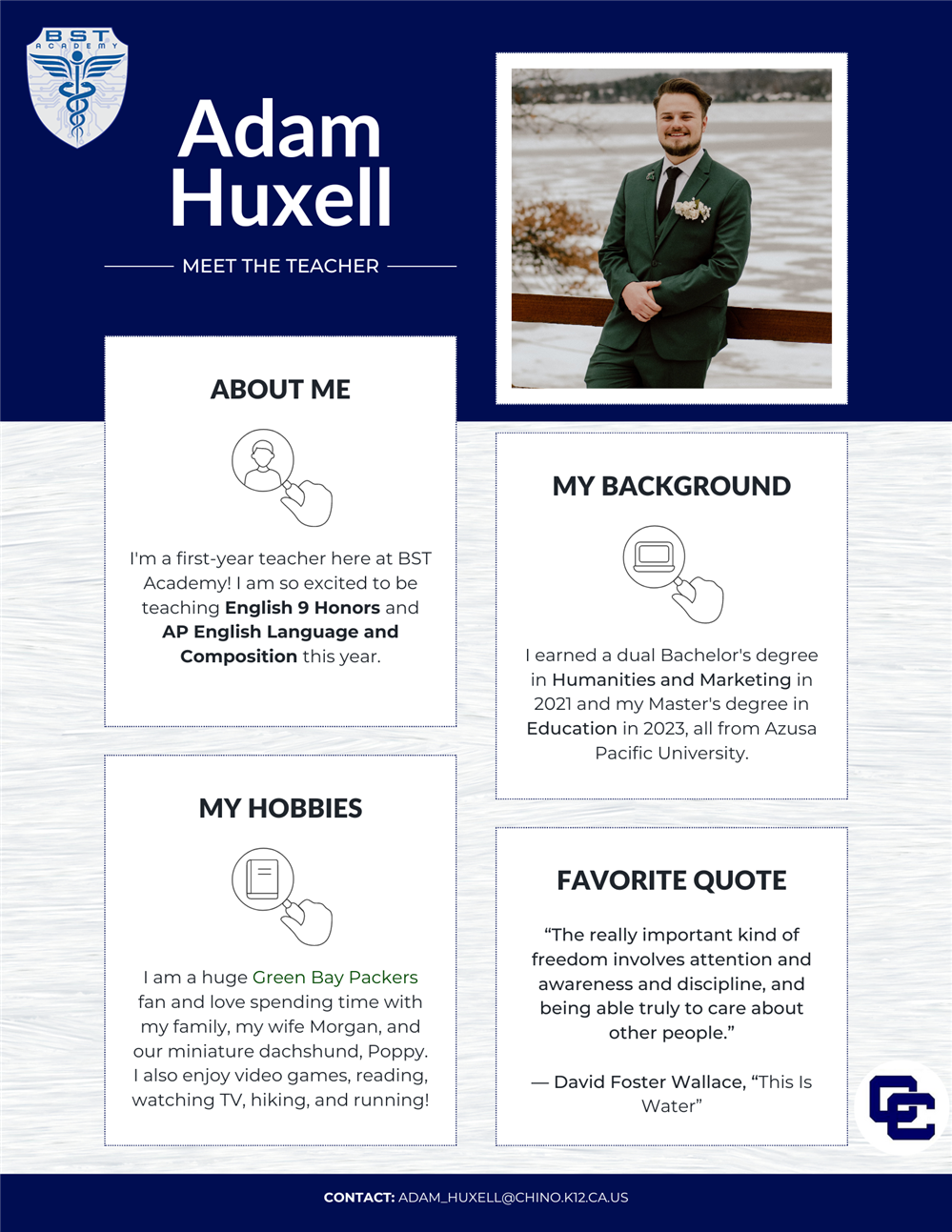 Meet the Teacher Flyer for Mr. Huxell