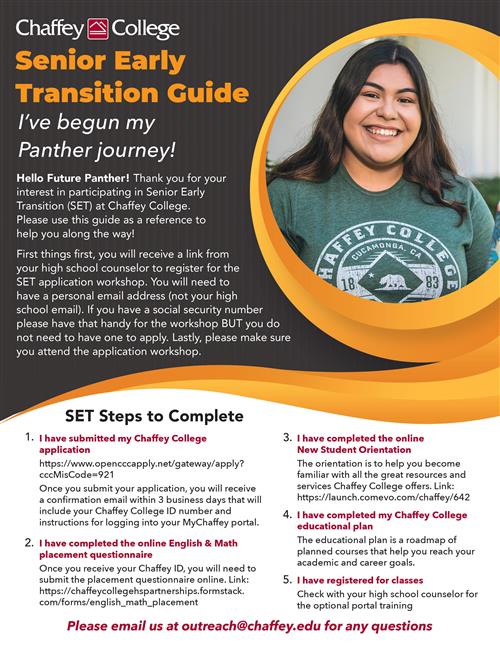 Chaffey College | Senior Early Transition Guide