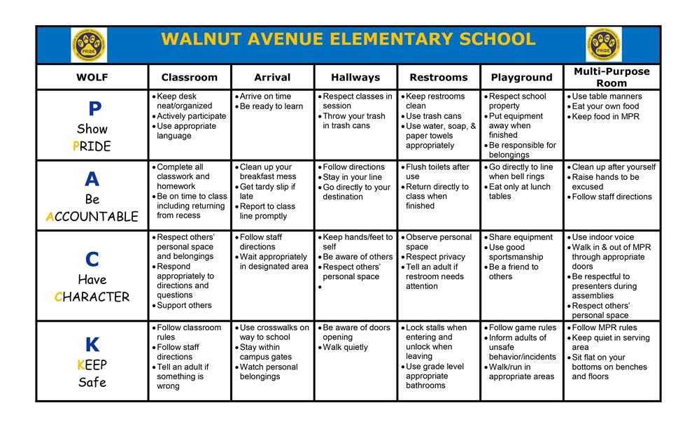 Schoolwide Behavior Expectations PBIS