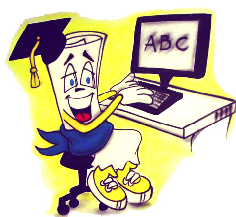 Rhodie sitting at a computer