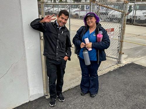 Two CVUSD bus drivers posing and smiling