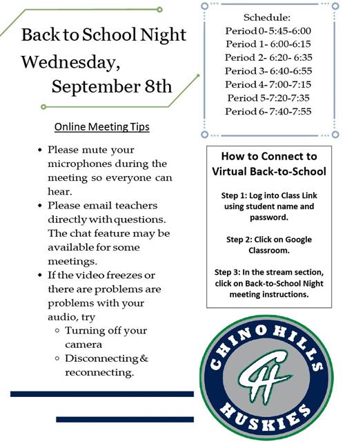 Back to school night flyer