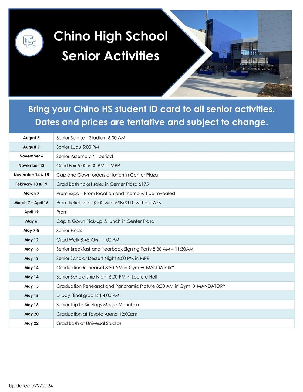 Senior Announcements C/O 2025