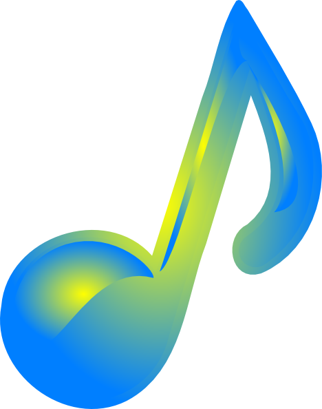 blue and yellow eighth note music symbol