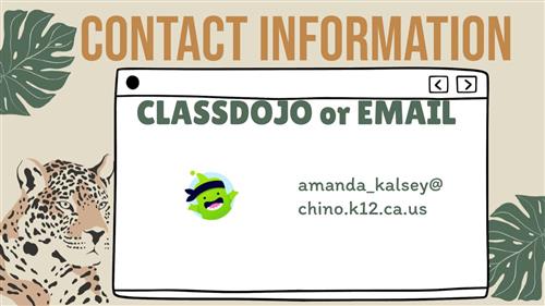 contact information: classdojo or email