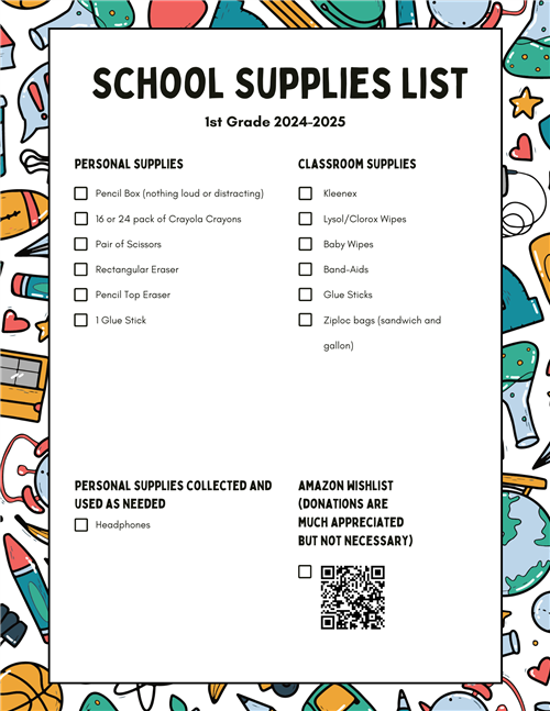 school supplies list