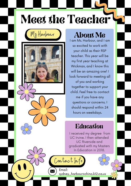 Meet the Teacher: Ms. Harbour. 