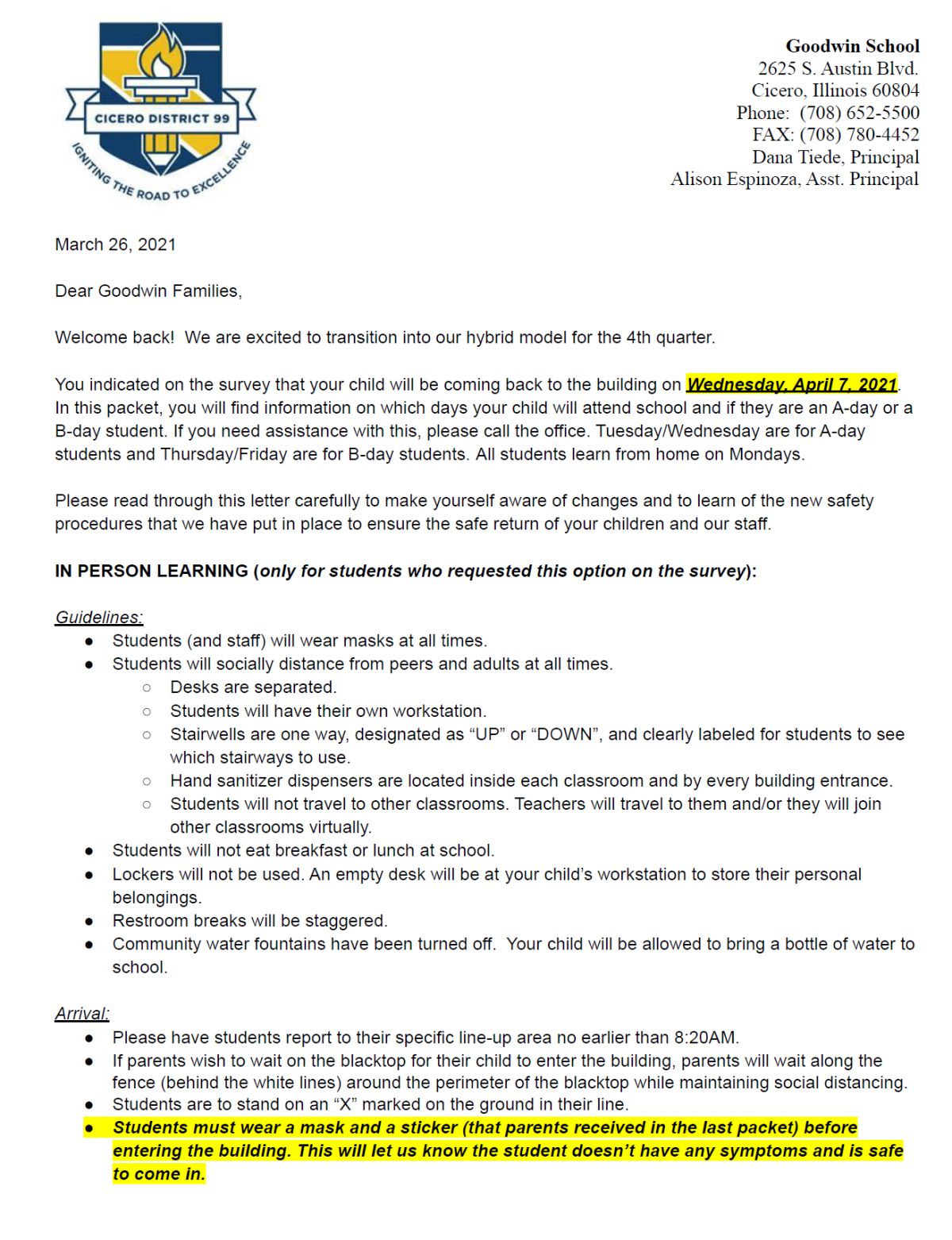 Goodwin Hybrid Parent Letter