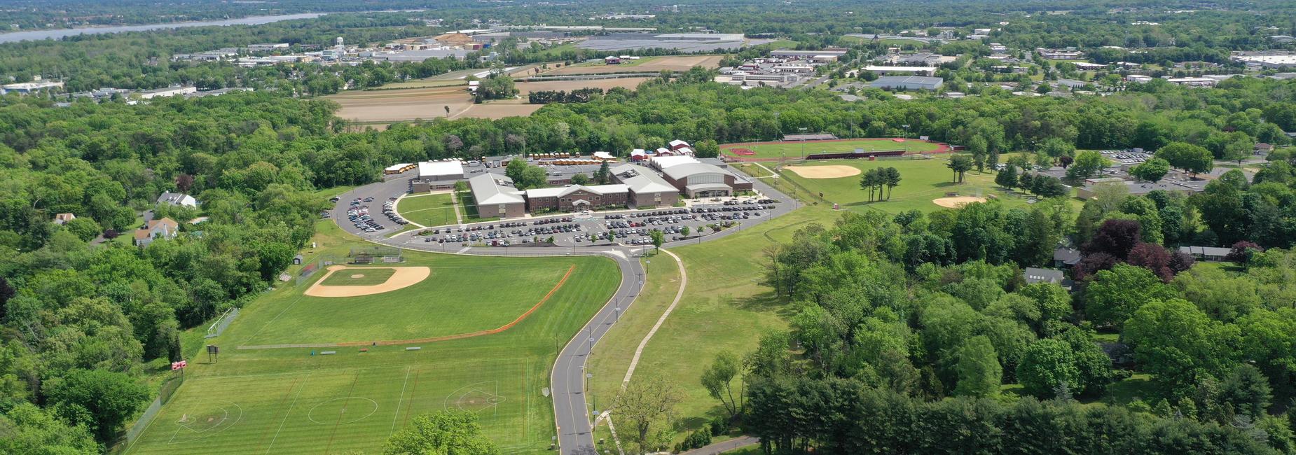 aerial view of HS with Philadelphia in background