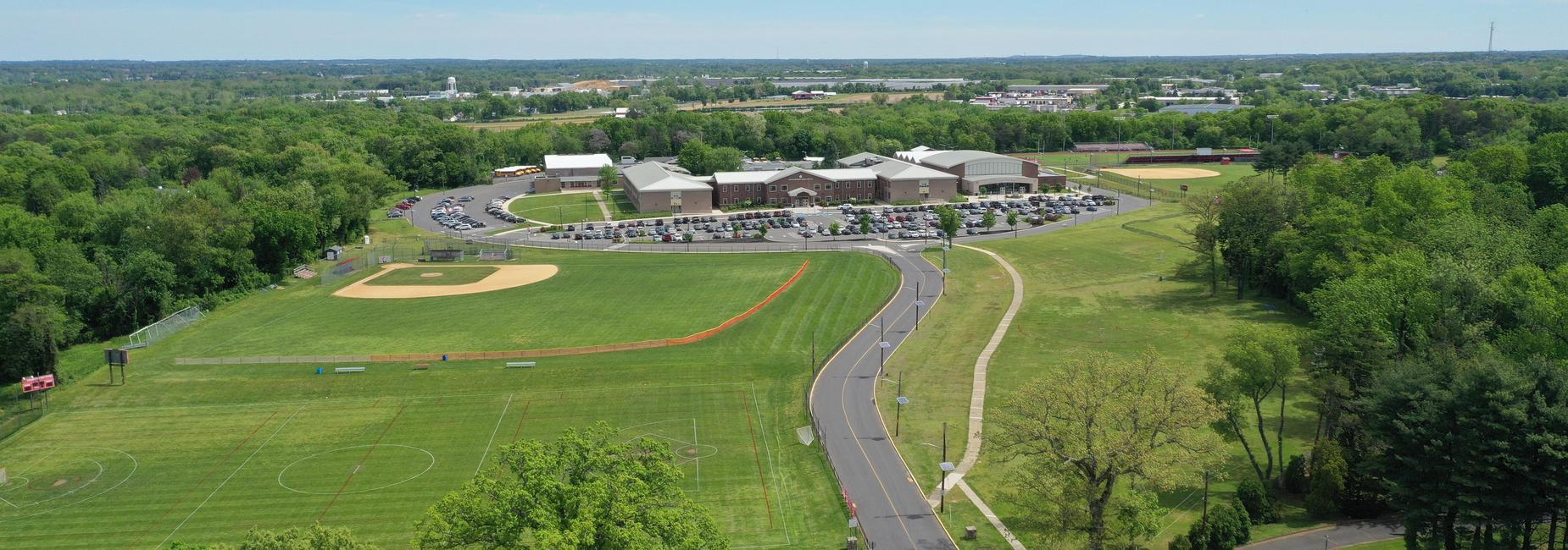 aerial view of entrance to HS