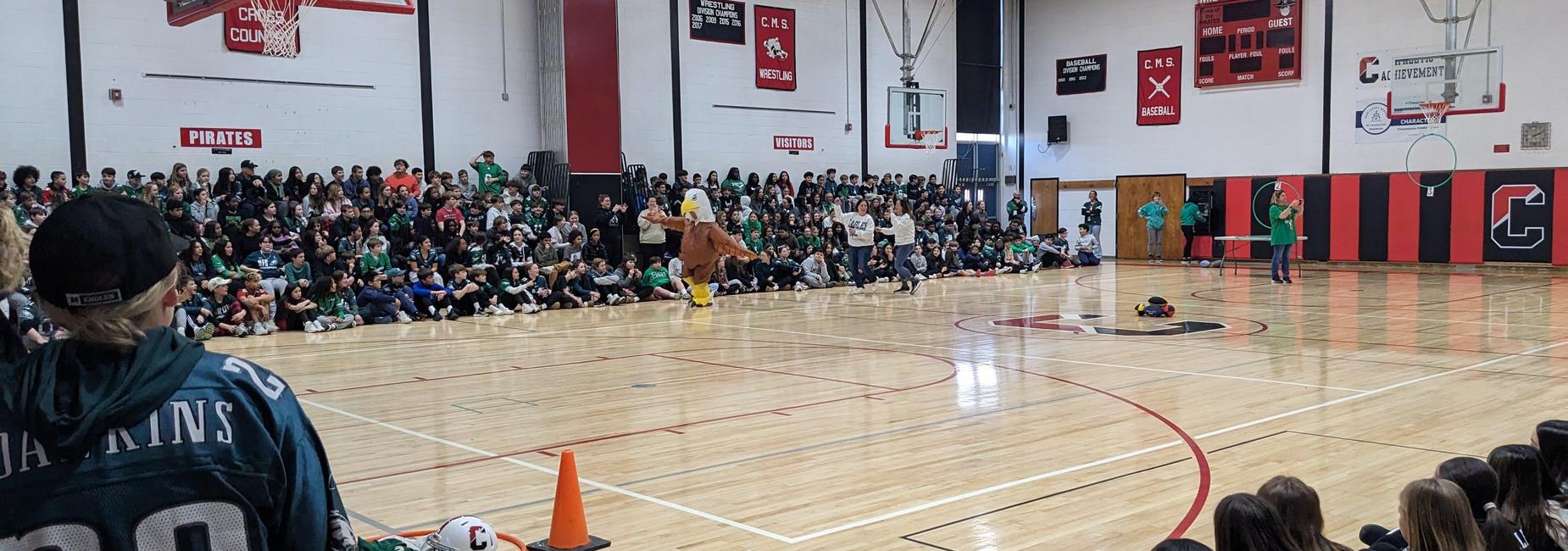 Eagles Pep Rally with Eagle mascot