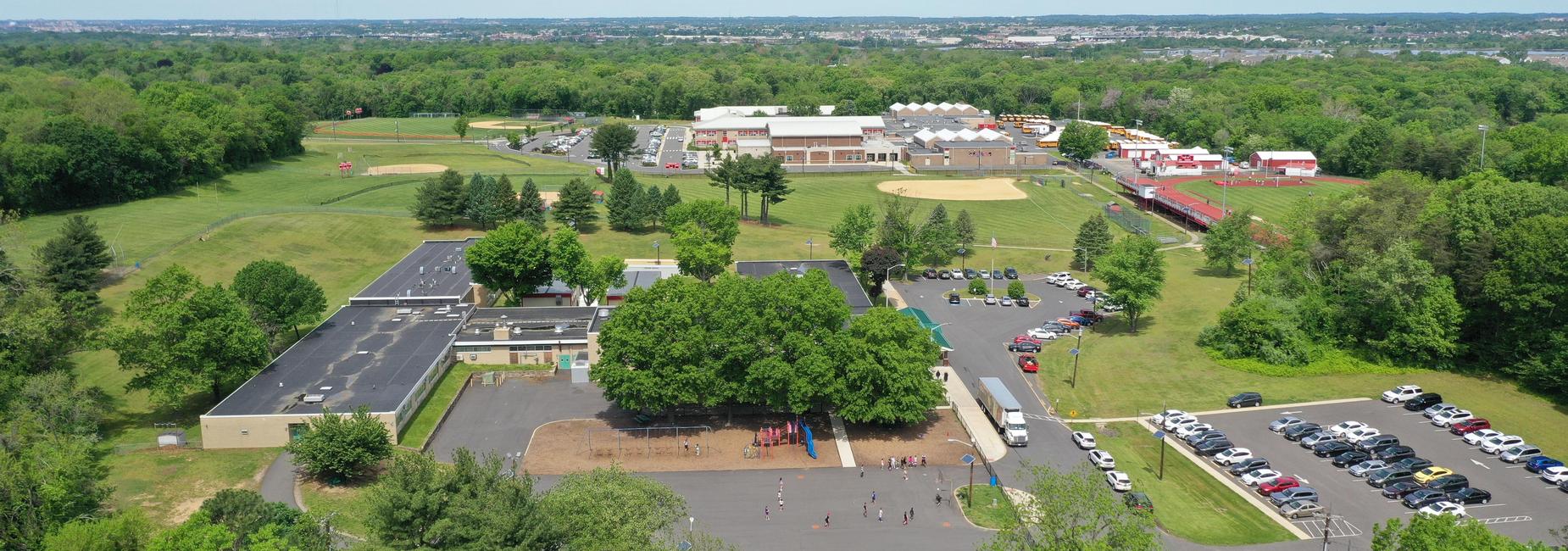 Aerial view of HS and Rush School