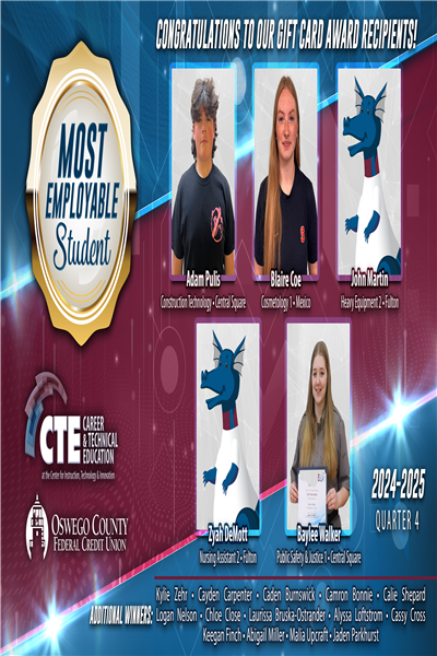 CTE Students Recognized as Most Employable for Quarter Four