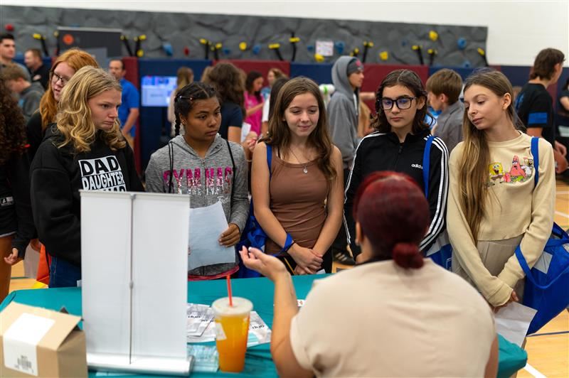 Students interact with industry reps at the Manufacturing Expo