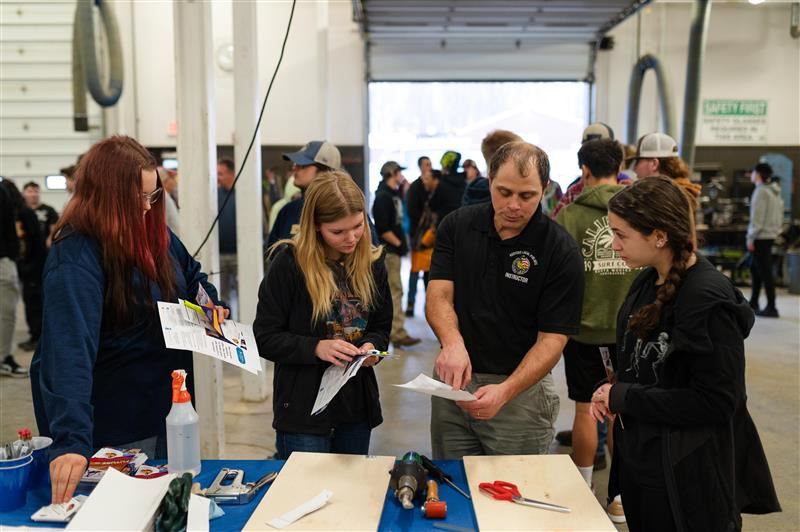 Students interacting with industry representatives at the Union Trades Expo