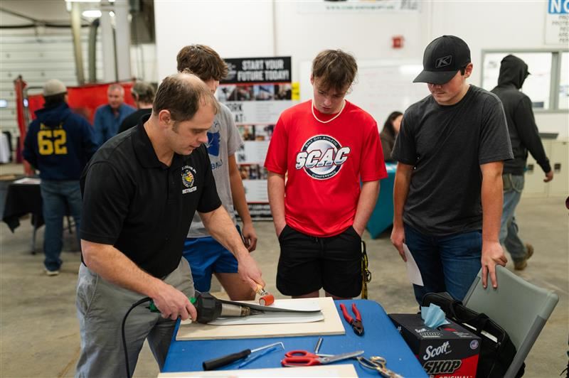 Students interacting with industry representatives at the Union Trades Expo