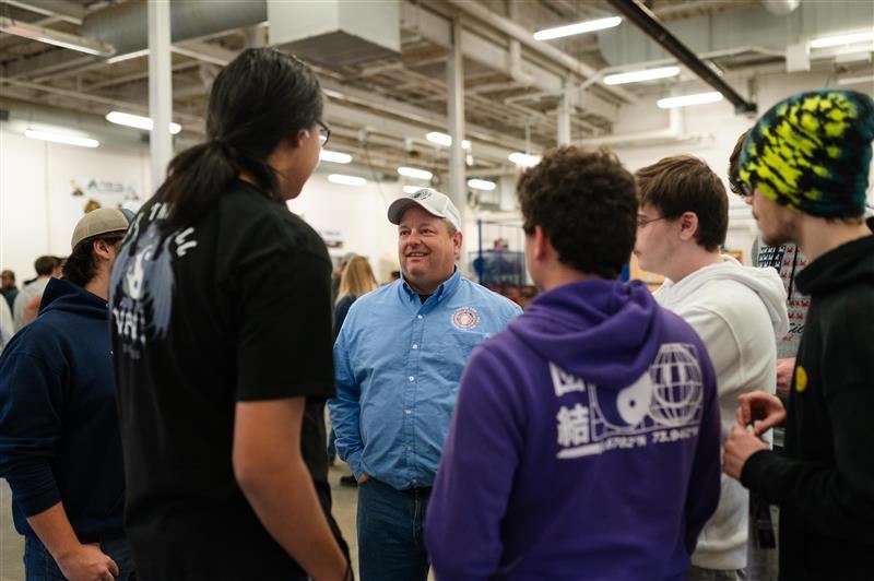 Students interacting with industry representatives at the Union Trades Expo