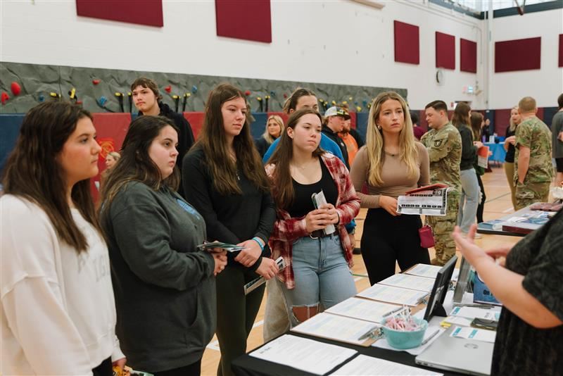 Students learning about various health career options