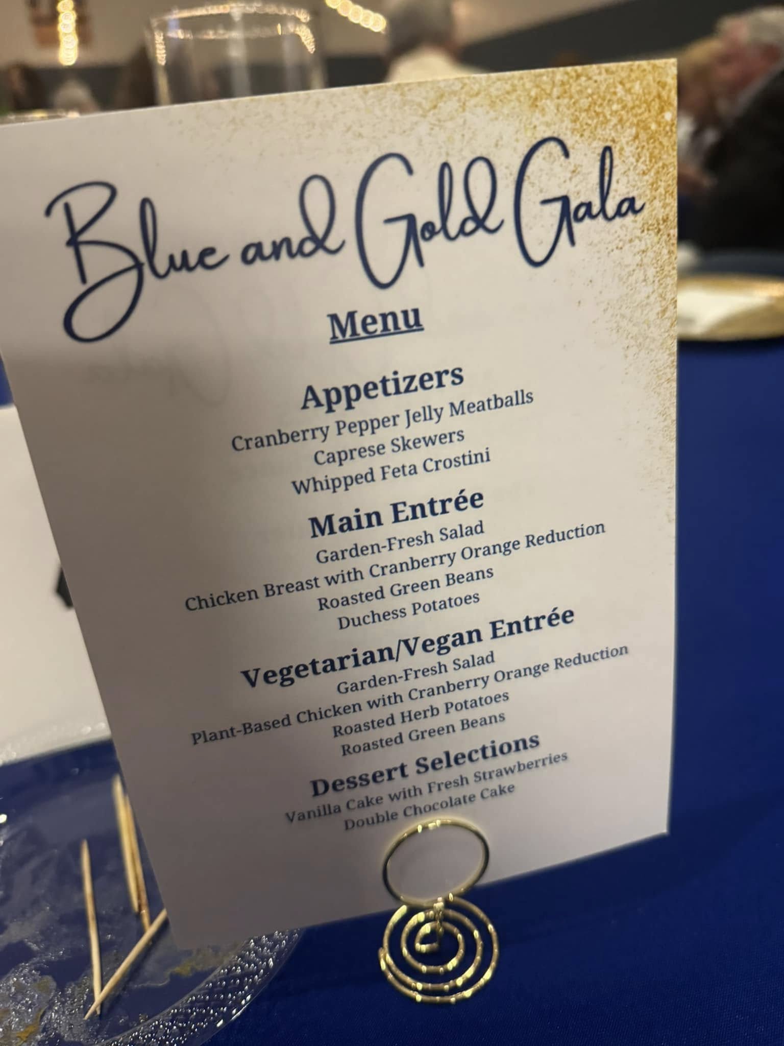 CRHS Blue and Gold Gala Menu