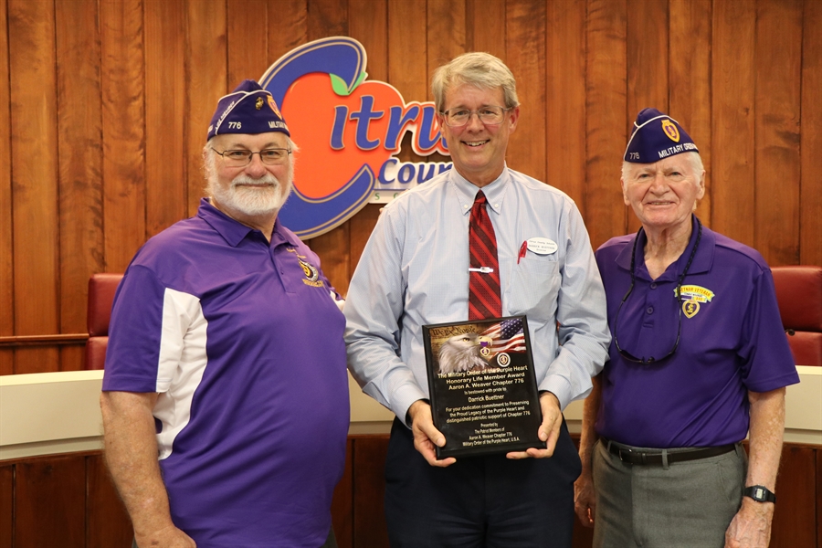 Darrick Buettner Recognized by School Board for his Prestigious Honorary Life Membership Award from the Aaron A. Weaver Chapter 776 MOPH