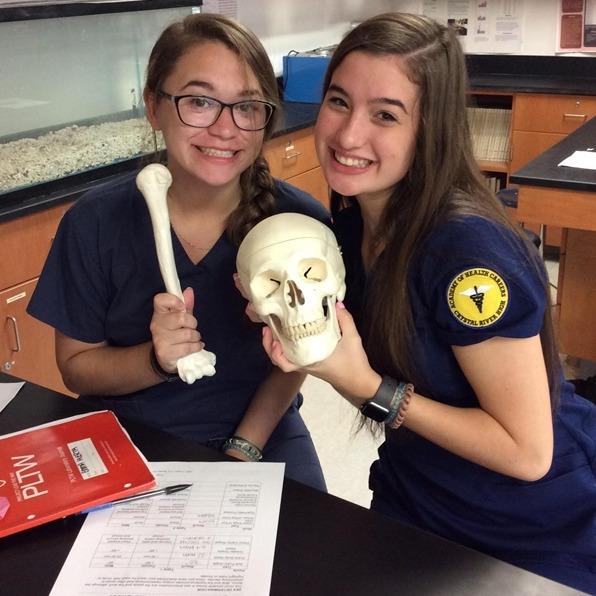 students holding skull