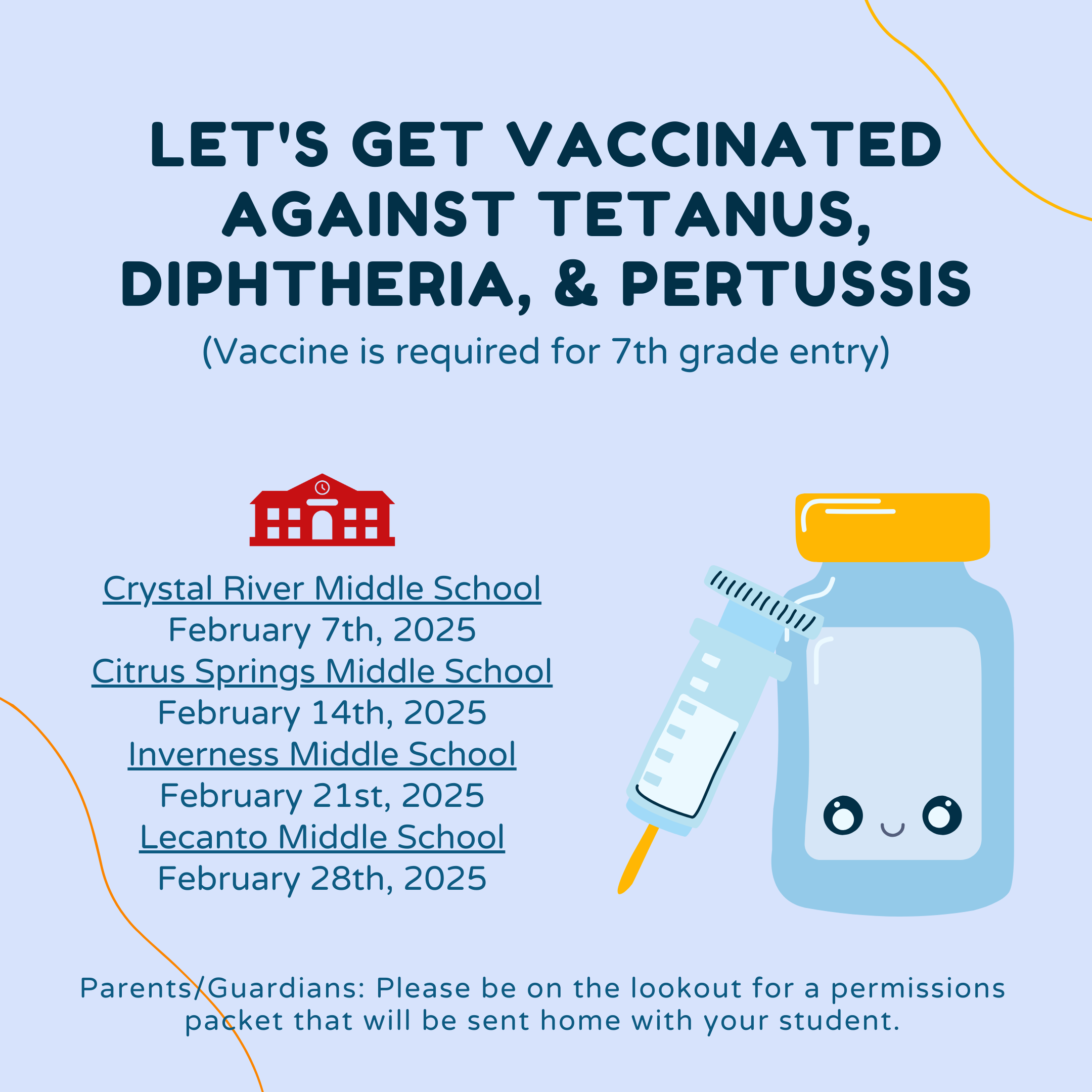 Tdap Vaccine Clinic Dates graphic