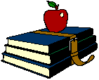 image of stack of books with apple