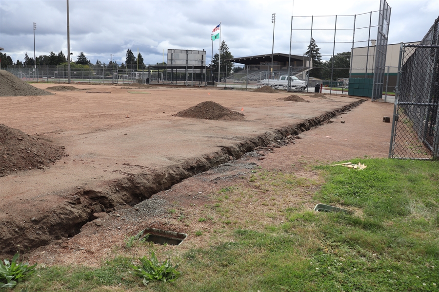 Construction on Clover Park High School baseball field. Construction on Clover Park High School baseball field.