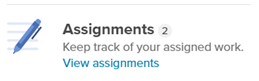 Assignment section from Xello