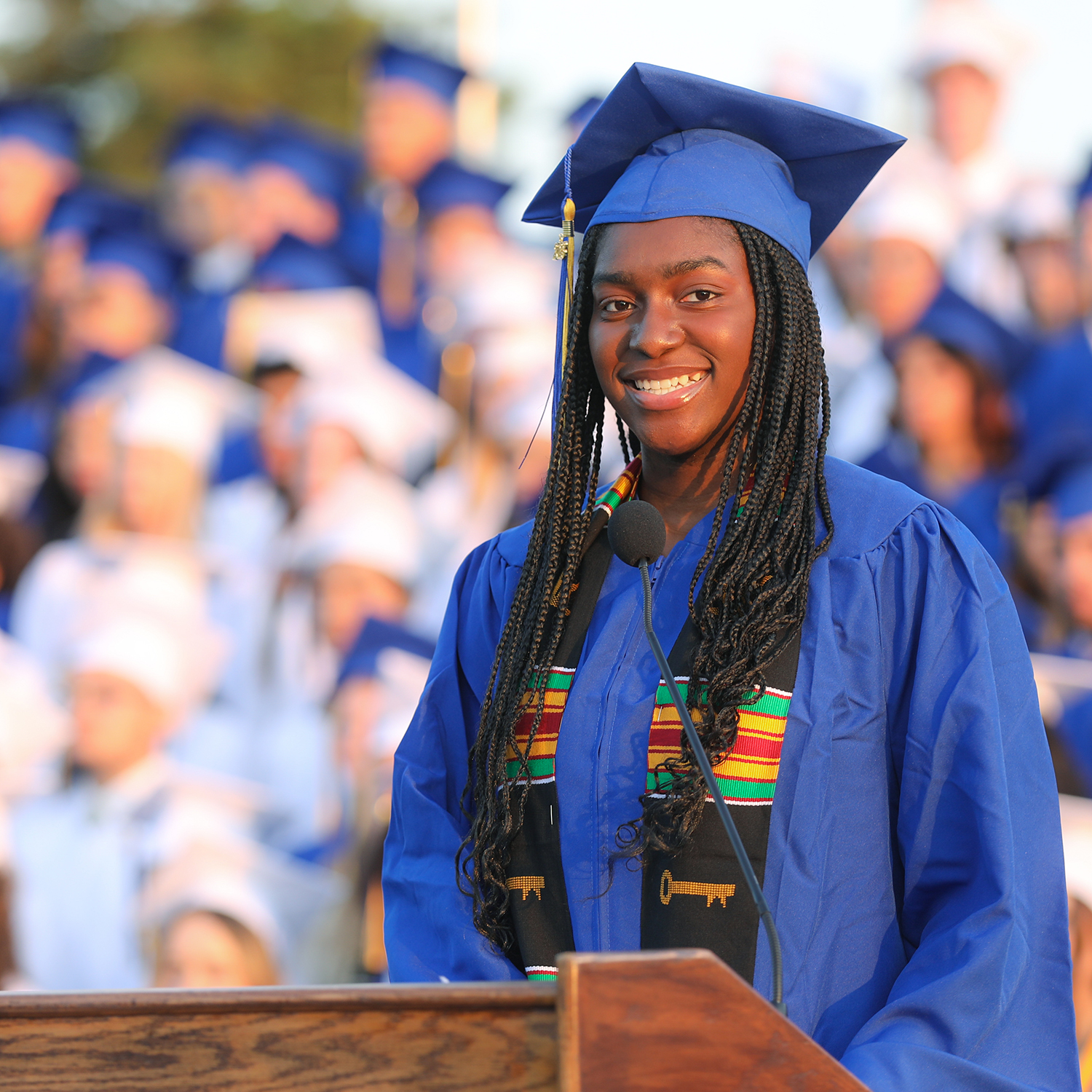 High school graduate giving a speech at graduation