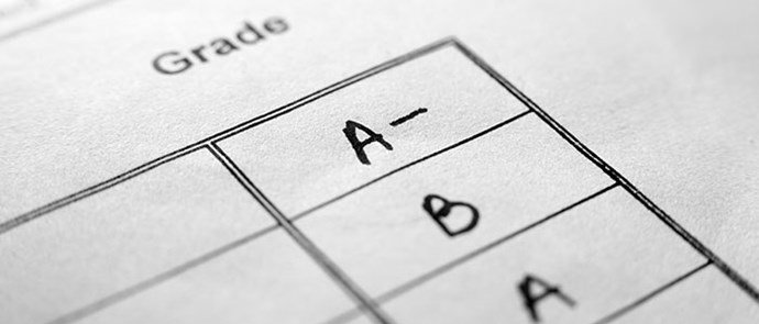 report card with grades written in