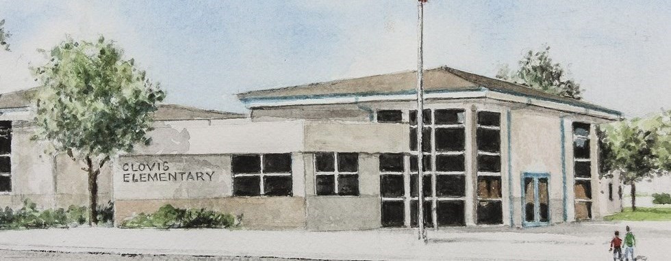 water color of Clovis Elem