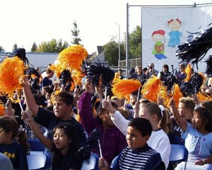 Students at outdoor ceremony