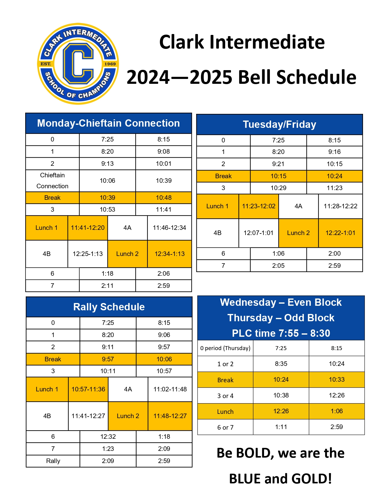 2024-2025 Bell Schedule