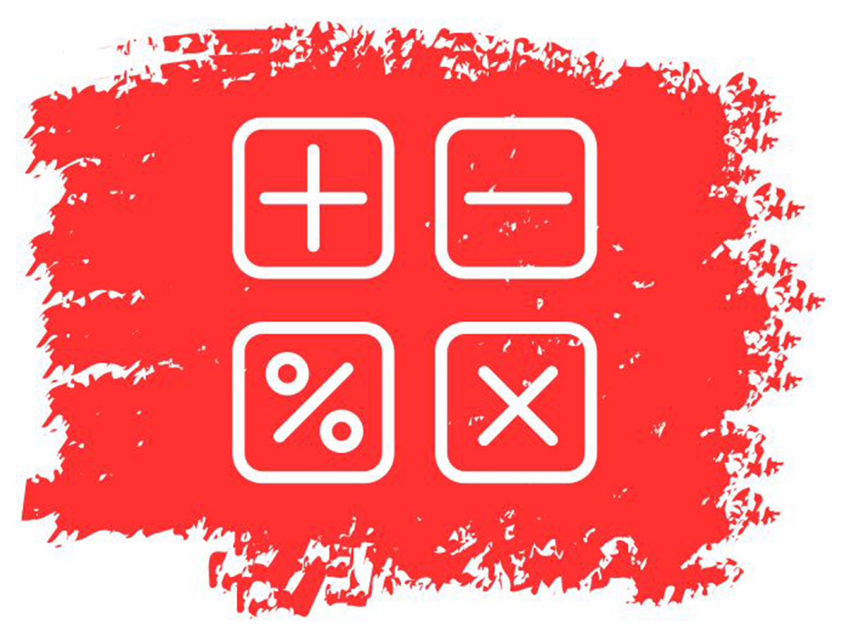 Addition, subtraction, percentage and multiplication symbols - Math