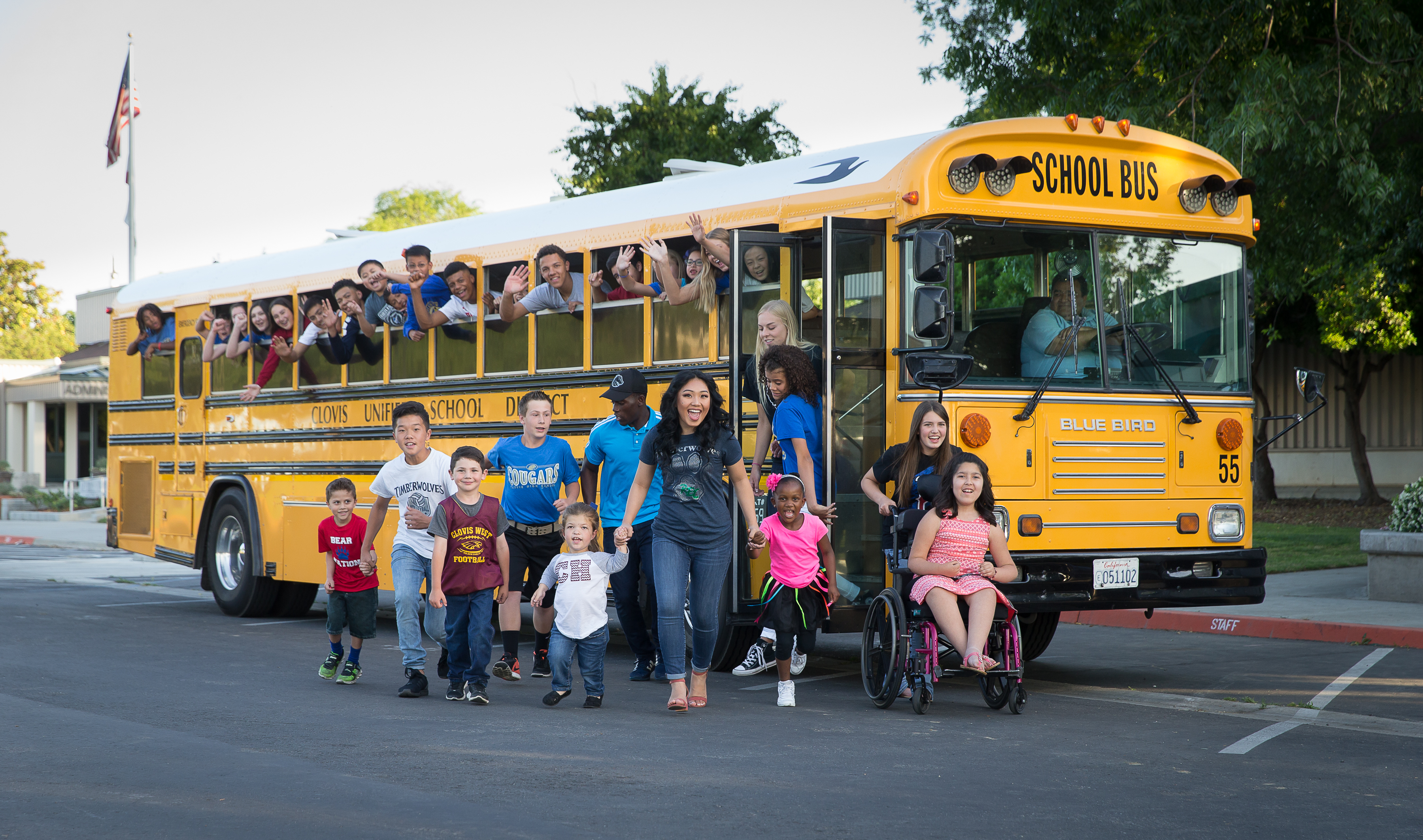 School Bus With Students 