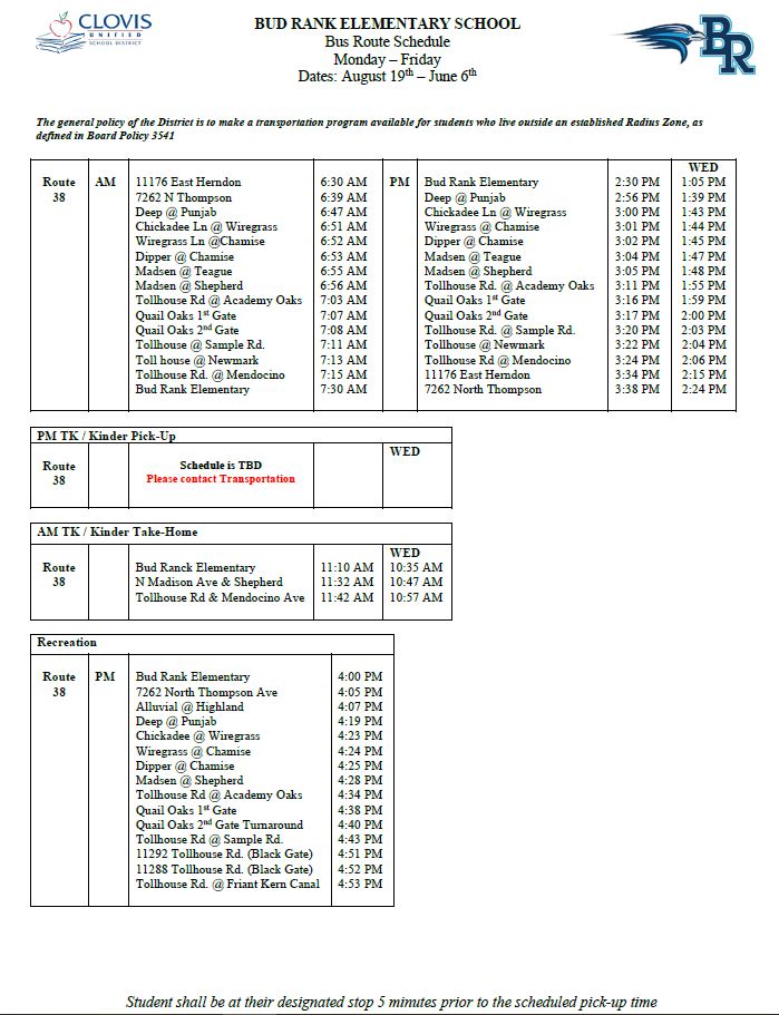 24-25 Bus Schedule