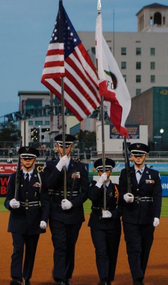 Presentation of Colors at Baseball game