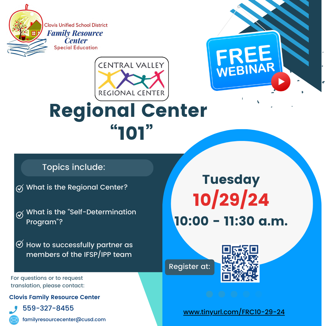 Regional Center 101 workshop flyer. RTF download available on this page.