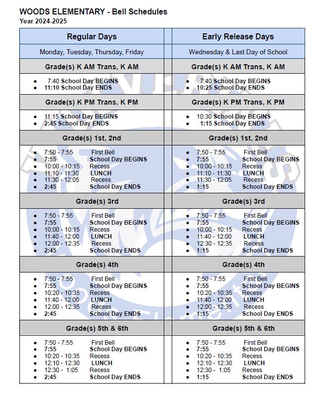 Woods Bell Schedule pg 1