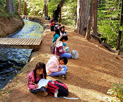 kids on trail