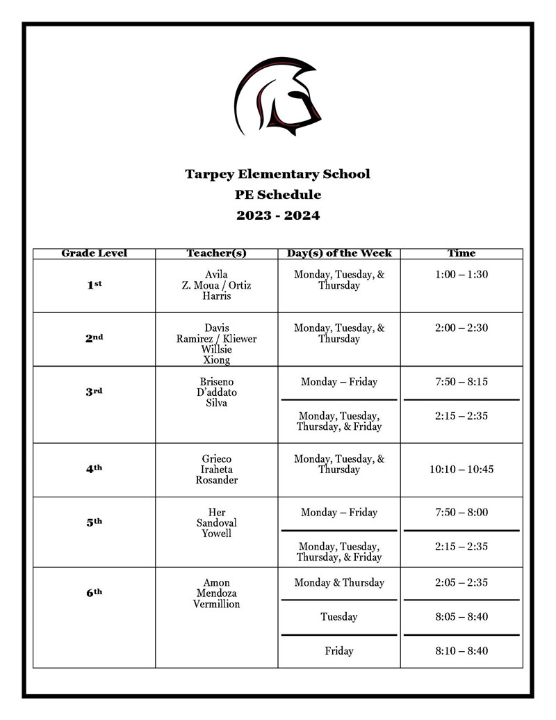 P.E. Schedule