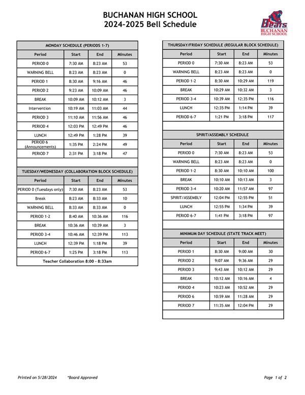 Bell Schedule